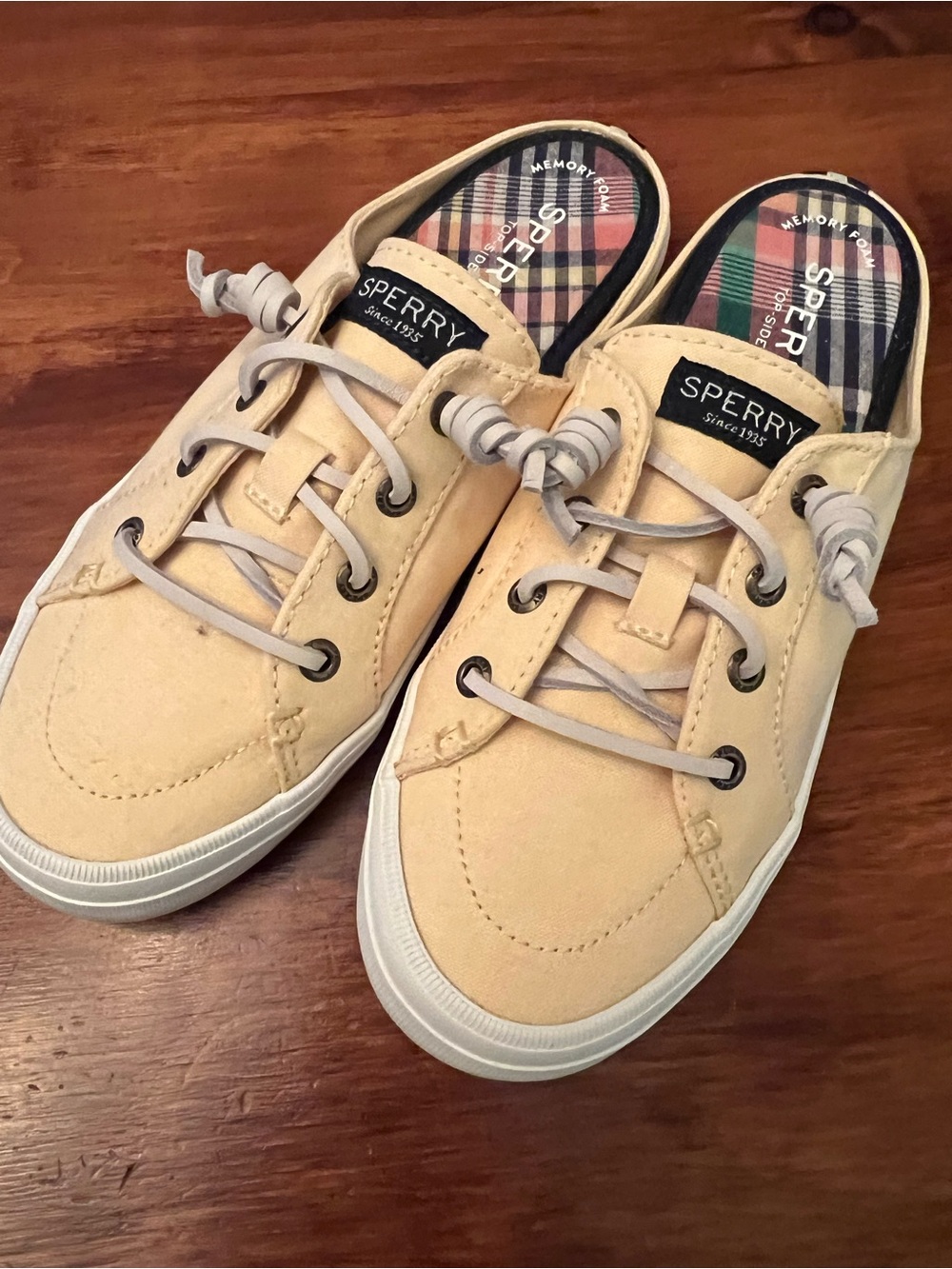 Sperry Pale Yellow Canvas Slip-On Boat Shoes
